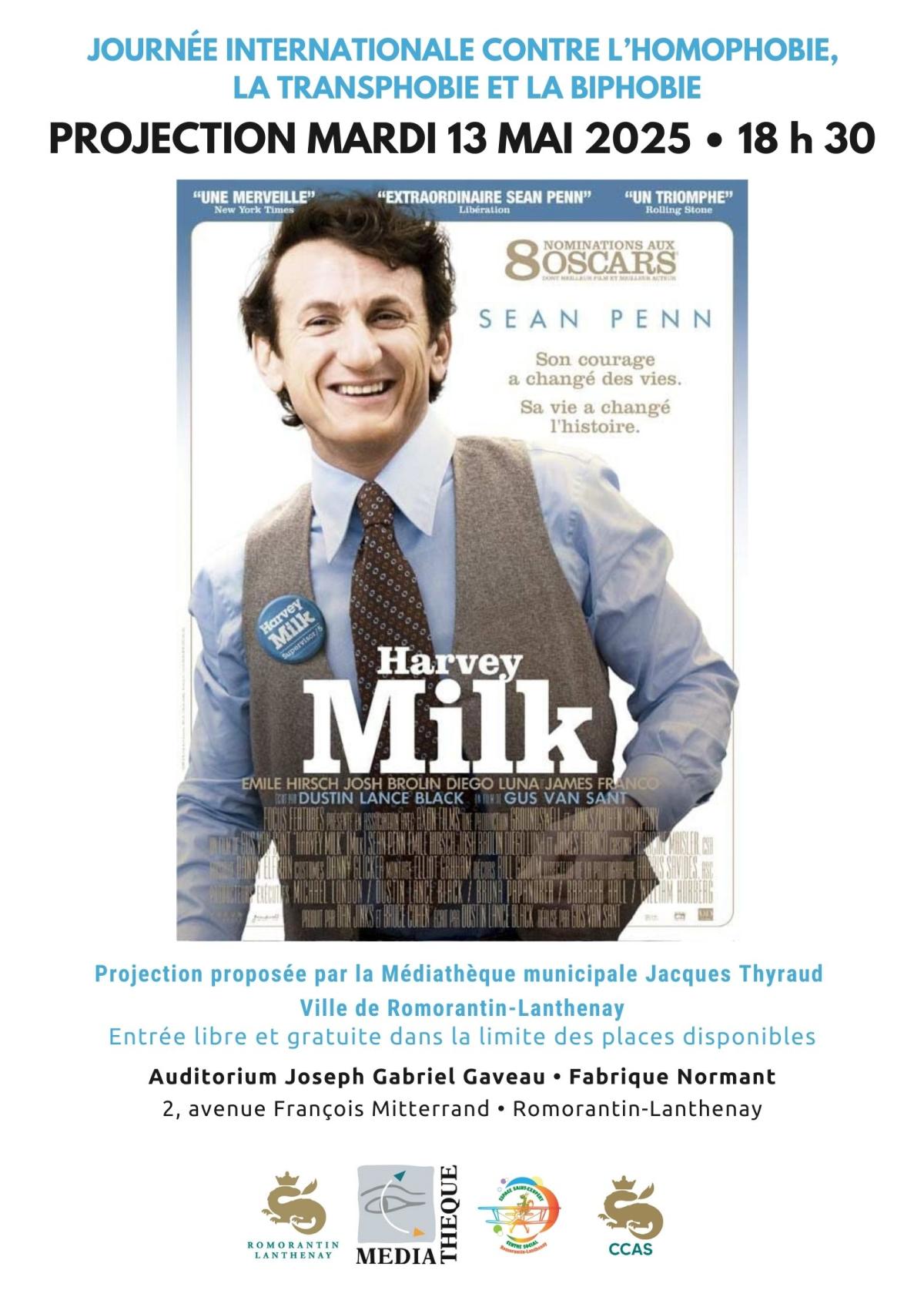 Projection du film Harvey Milk de Gus Van Sant