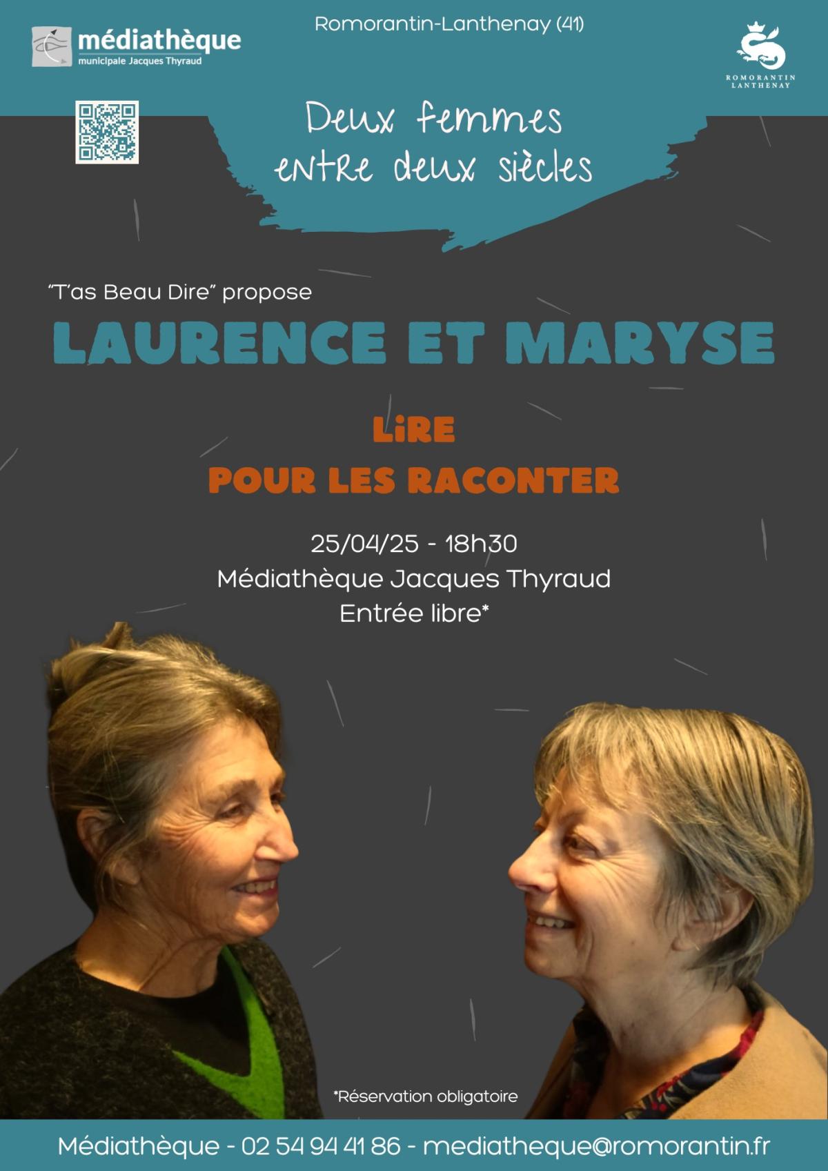 Deux femmes entre deux siècles : Laurence et Maryse, lire pour les raconter